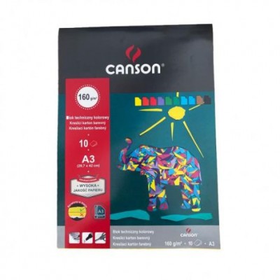 Fotókartonblokk, 10 lap, A3, 160g, CANSON "STUDENT", színes
