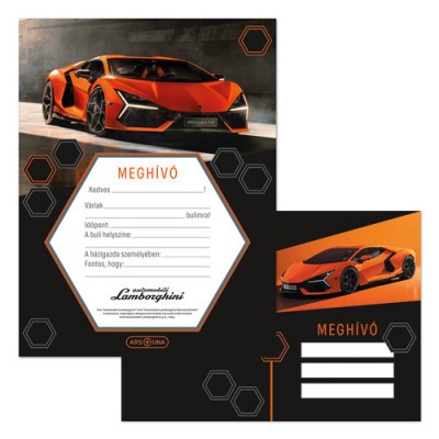 Lamborghini partimeghívó borítékkal