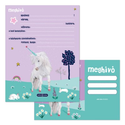 Ars Una Cute Animals-unicorn partimeghívó borítékkal