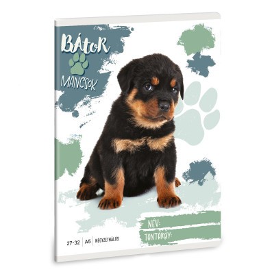 Ars Una Bátor Mancsok - Rottweiler A/5 négyzethálós füzet 27-32