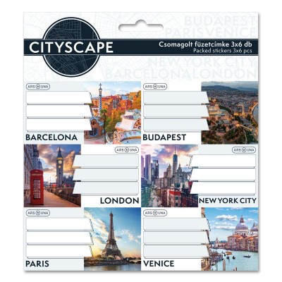 Ars Una Cityscape csomagolt füzetcímke (3x6 db)