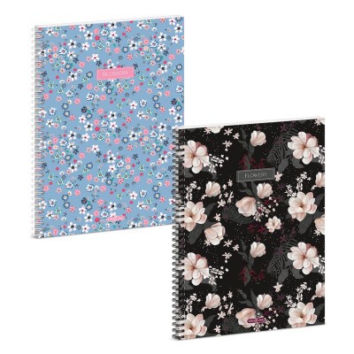 Ars Una Flowery-mix A/4 spirálfüzet-négyzethálós, fekete