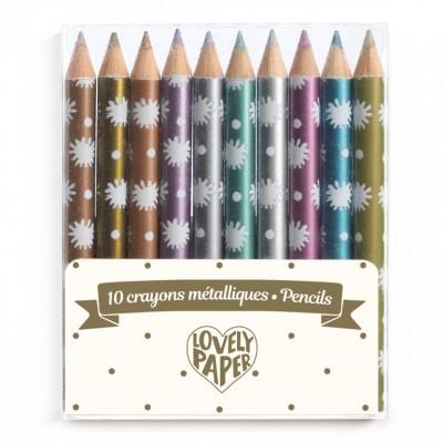 Mini színes ceruza - 10 metál színű készlet - 10 Chichi mini metalic pencils