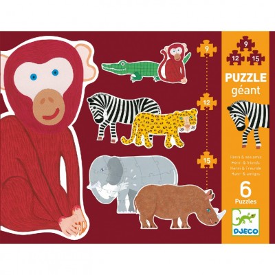 Óriás puzzle - Henri és barátai, 9-12-15 db-os - Henri and friends